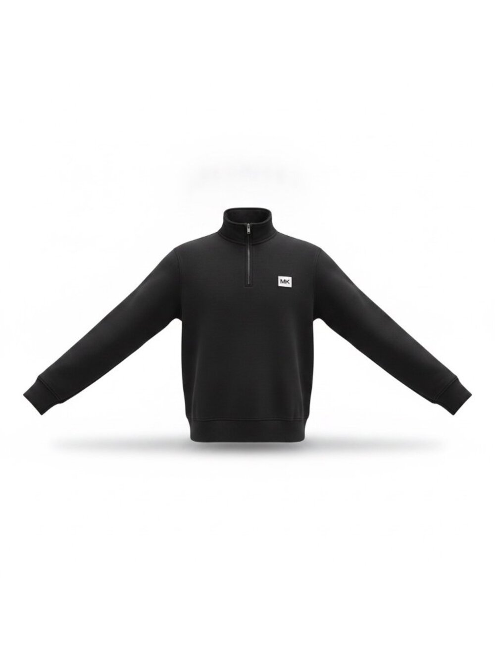 Michael Kors women Black Cotton Quarter-Zip Sweatshirt Size XL